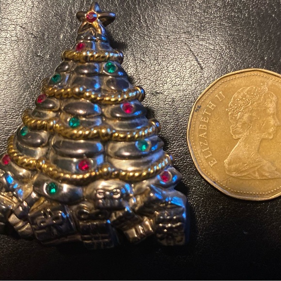 Signed Best Vintage 3D Christmas Tree Brooch and Pendant - Picture 1 of 2